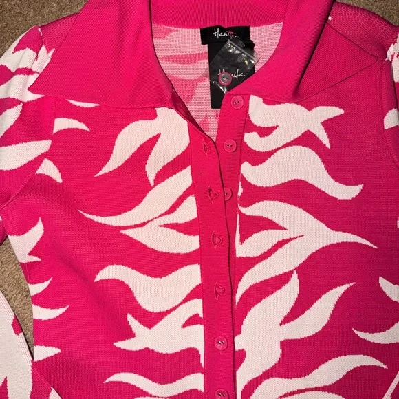 NWT Hanifa Soraya Mini Dress Polo Long Sleeve Bodycon Pink Size XL - Picture 6 of 6